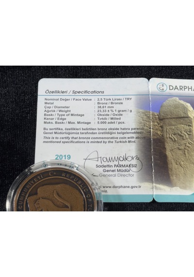Darphane 2019 Göbeklitepe Yılı Bronz Okside Hatıra Parası Sertifikalı