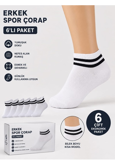 Km Collections 6'lı Set Kolej Çorap Kadın&erkek Beyaz