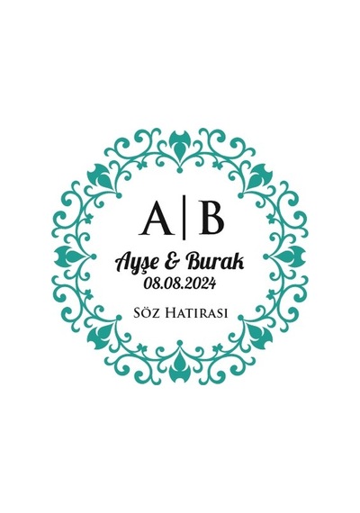 Çift Çizgili Kare Mühür Kına Nişan Düğün 3x3 Cm Özel Etiket / 50 Adet Sticker Beyaz