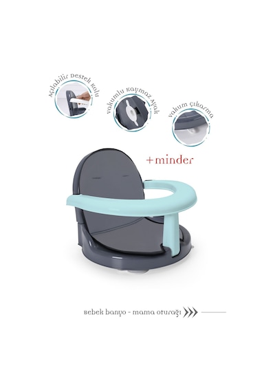 Perfecto Yandan Açılır Minderli Banyo & Mama Oturağı Mint Yeşili