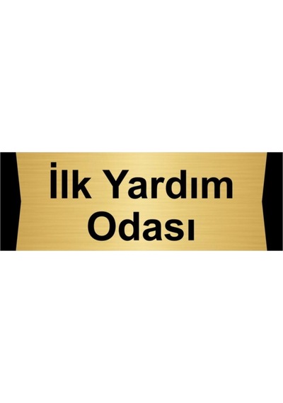 Ilk Yardım Odası 7x20cm Altın Renk Metal Yönlendirme Levhası