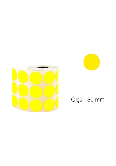 Tanex Nokta Etiket 30 MM 2000 Adet Sarı