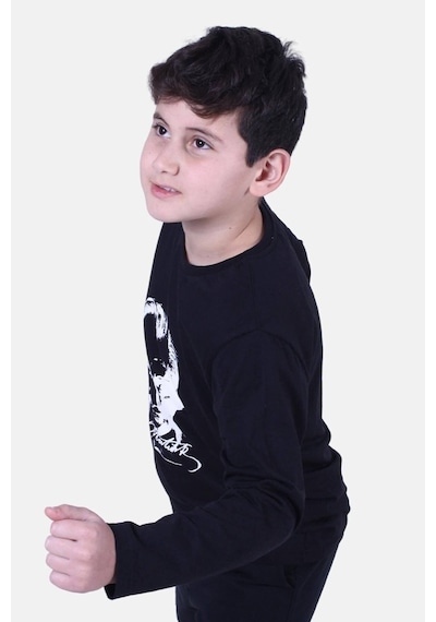 Fyk Kids Atatürk Imza Baskılı Unisex Çocuk Sweatshirt Siyah