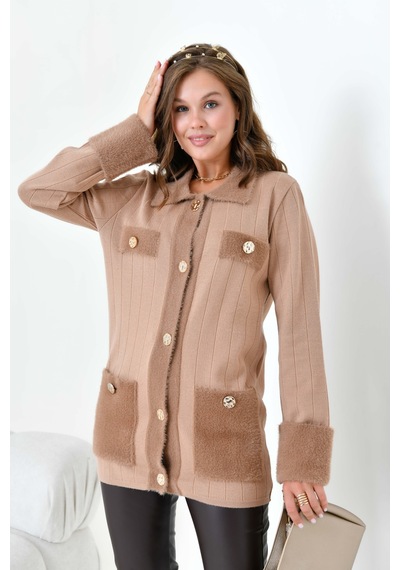 Ftz Women Kadın Pile Detaylı Hırka Camel 20714 Camel