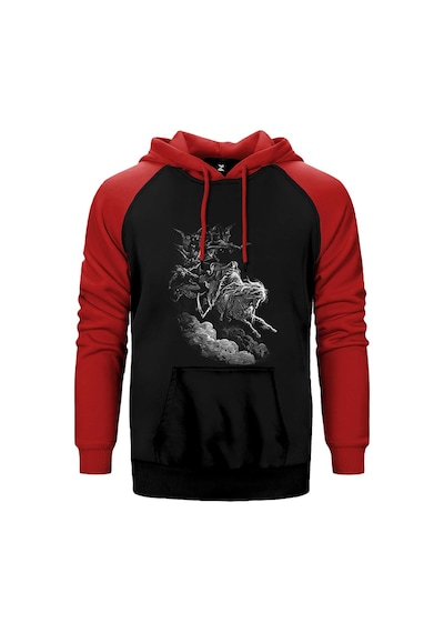 Burzum Ishi Krimpatul Kırmızı Renk Reglan Kol Kapşonlu Sweatshirt Kırmızı