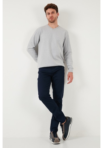 Buratti Pamuklu Regular Fit V Yaka Erkek Kazak 456202 V Gri