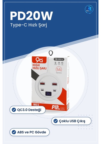 Hızlı Şarj Aleti Pd20w Type C Qc3.0 Usb Çoklu Çıkış Akıllı Telefo