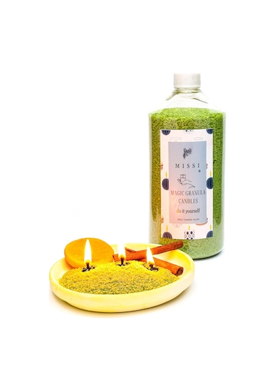 Missi Yaratıcı İnci Tozu Dark Amber Kokulu Yeşil Renk Mum 30 Adet Fitil İle Birlikte -400 Gr Diğer