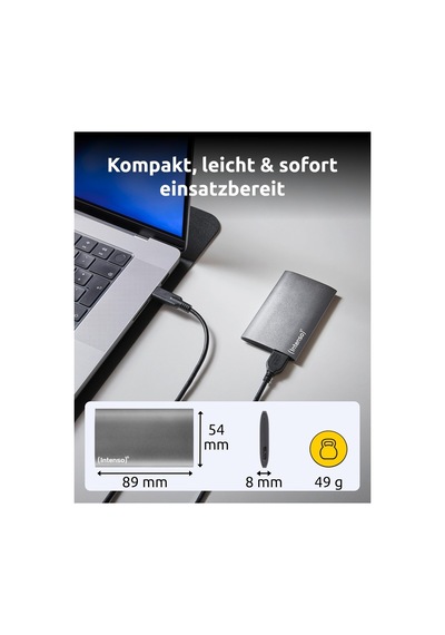 Intenso 512 Gb Premium Antrasit 1.8" Alüminyum Usb3.0 Taşınabilir Ssd