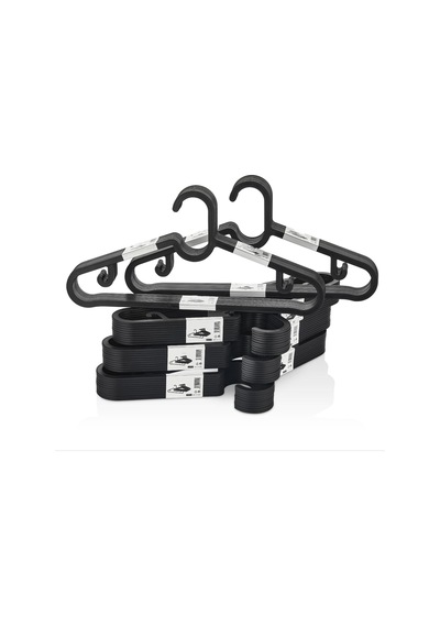 Deconox Slim Askı 10'lu Set - Siyah İnce Profil Elbise Askısı