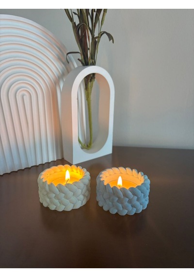 Bernami Mum Pinterest Tekli Tealight Mumluk Beton Örgü Desenli Diğer