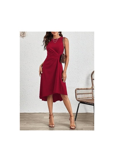Butik İstanbul Kadın Sıfır Kollu Bisiklet Yaka Büzgülü Asimetrik Kesim Detaylı Janjan Krep Elbise Kırmızı Butik İstanbul Kadın Sıfır Kollu Bisiklet Yaka Büzgülü Asimetrik Kesim Detaylı Janjan Krep Elbise Kırmızı