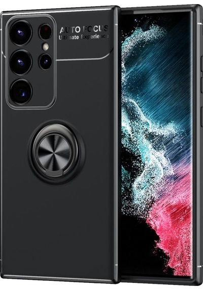 Samsung Galaxy Uyumlu S23 Ultra Kılıf Yüzüklü Magnetli Ravel Case Kapak