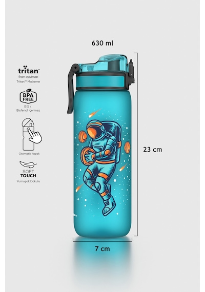 Renga Rybo-x Soft Touch Desenli 630 Ml Tritan Çocuk Matara 912162 Mavi MAvi