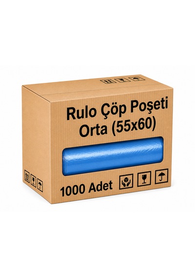 Rulo Çöp Poşeti Orta 55x60 1000 Adet