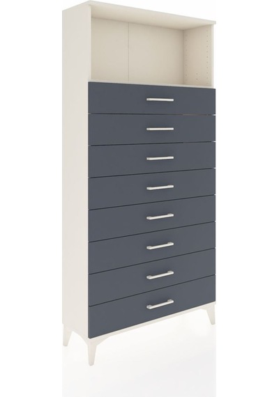Arges Dolap Tek Raflı 8 Çekmeceli 88x30x182 Aytaşı-antrasit Aytaşı