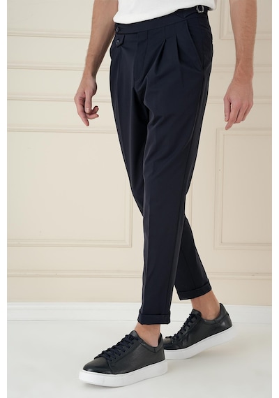 Efor Comfort Fit Beli Tokalı Çift Pileli Lacivert Jogger Pantolon P 1172 Lacivert