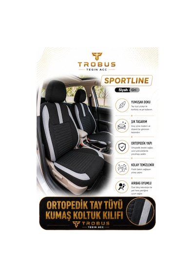Fiat Doblo 2010-2024 Uyumlu Sportline Serisi Siyah Gri Oto Koltuk Kılıfı