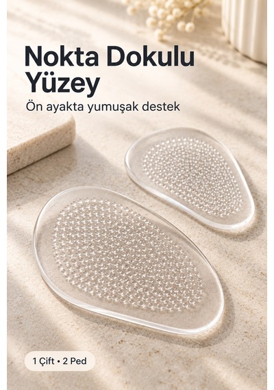 Topuklu Ayakkabı Ön Ayak Pedi Kaydırmaz Şeffaf Jel 1 Çift Silikon Ön Ayak Yastığı