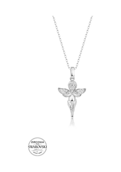 Union Swarovski Zirconia Kadın Melek Bebek Gümüş Kolye Gümüş
