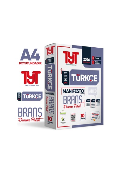 2026 YKS TYT Türkçe-Matematik-Sosyal-Fen Bilimleri 3 Adım 4lü Manifesto 40 Adet Branş Deneme Seti