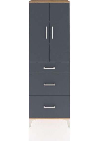 Arges Dolap 3 Raflı 3 Çekmeceli 2 Kapaklı 60x30x182 Çam-antrasit Çam