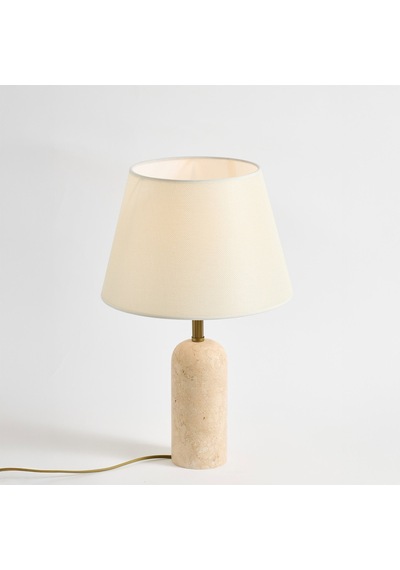 Luum Kumaş Şapkalı Abajur - Krem / Traverten - 48 Cm Çok Renkli