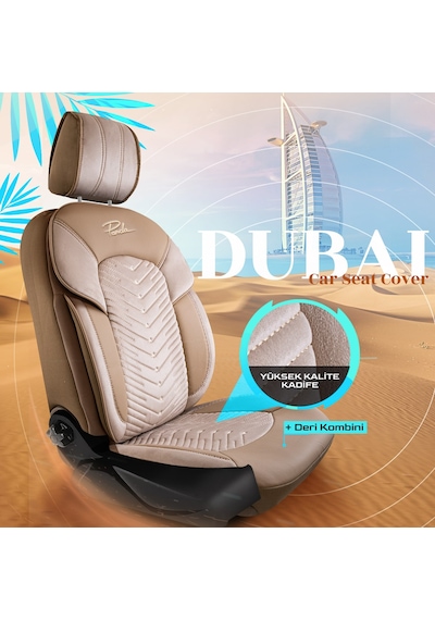 Panda Dubai Serisi Kadife Oto Koltuk Kılıfı - Bej