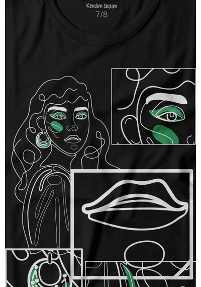Kendim Seçtim Line Art Kadın Çizim Minimal Baskılı Tişört Çocuk T-shirt 001