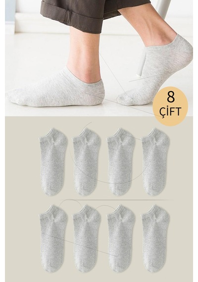 Bgk Unisex Basic Patik Çorap 8 Çift Gri