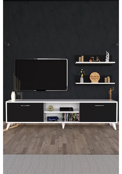 Moonlife Zümrüt Tv Ünitesi  Beyaz Siyah