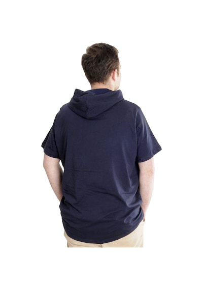 Mode Xl Büyük Beden Erkek T-Shirt Kapşonlu Kısa Kol 23118 Lacivert 001