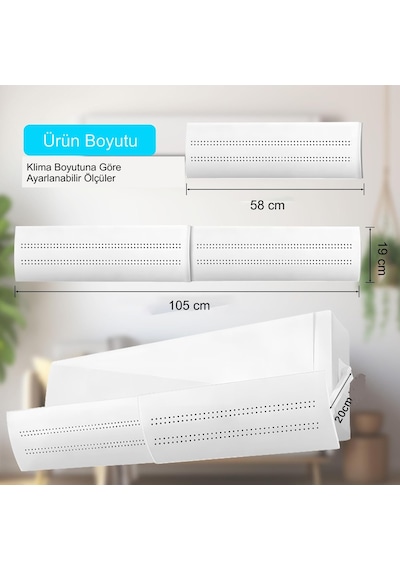 Hymark Ayarlanabilir Delikli Klima Hava Yönlendirici 58-105 Cm Klima Çarpması Siperliği Aparatı
