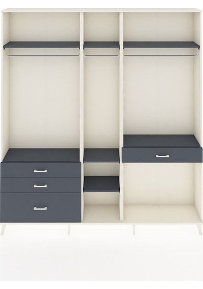 Arges Dolap 7 Raflı 4 Çekmeceli 3 Askılı 220x30x243 Aytaşı-antrasit/antrasit Antrasıt/antrasıt