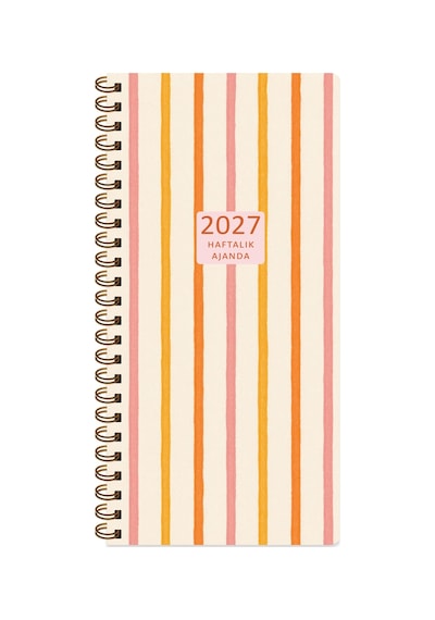 Keskin 2027-8 16 Haftalık Spiralli Cep Ajandası - Çizgi Çok Renkli