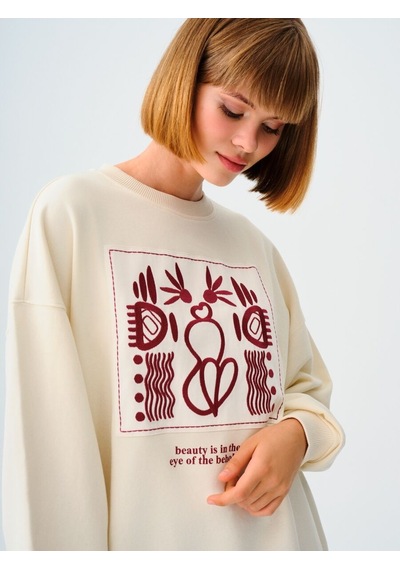 LOFT Loose Fit Kadın Sweatshirt Lf2037526 Q1.v1 Beyaz