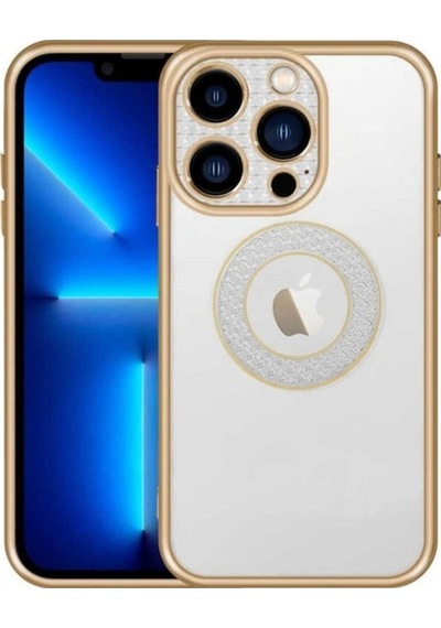 Apple Uyumlu iPhone 12 Pro Max Kılıf Kamera Korumalı Logo Gösteren Zore Esta Kapak Gold