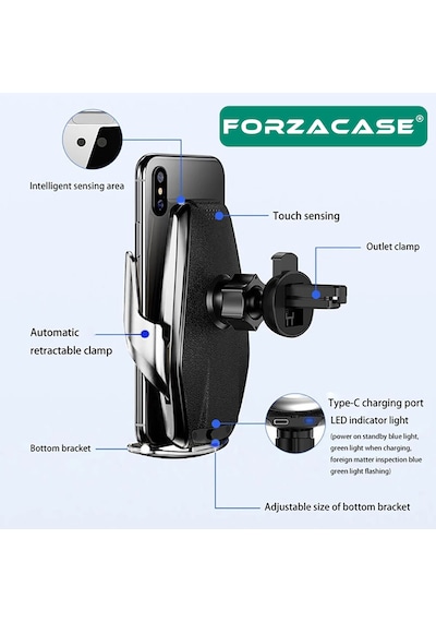 Forzacase Sensörlü Kablosuz Şarj Özellikli Telefon Tutucu Fc101