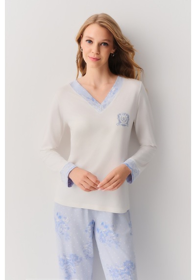 Suwen Giselle Pijama Takımı Sh26263660348 Mavili