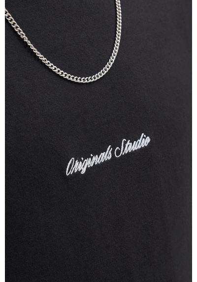 Jack & Jones Erkek Jornorrebro Emb Tee Ss Crew Neck Nakışlı Tişört Siyah