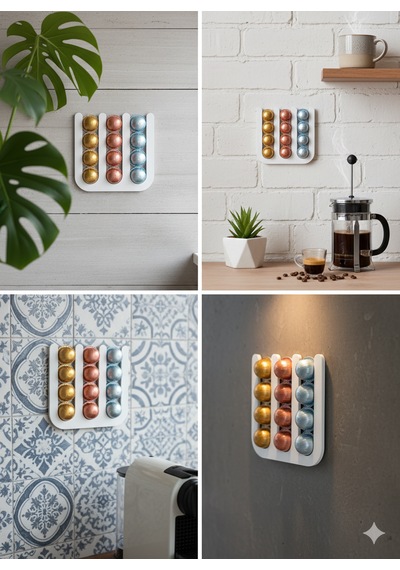 İhtiyacın3d Nespresso Vertuo Kapsül Düzenleyici Mıknatıslı 12 Li Kahve Kapsül Standı 24x24 Cm Beyaz