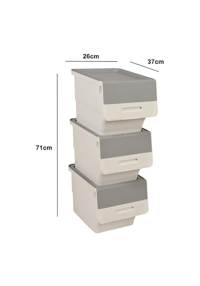 Motek Tekerlekli Patateslik Soğanlık Oyuncak Kutusu Patateslik Soğanlık Sepeti 3x12lt Beyaz+gri