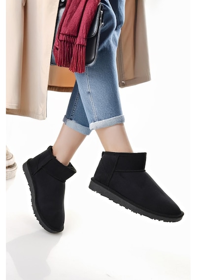 Nesilshoes Nesil Shoes Ypr 7391 Siyah Süet İçi Kürklü Su İtici Kadın Bot