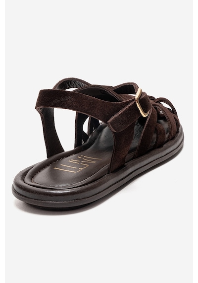 Luvishoes Alone Kahverengi Süet Hakiki Deri Kadın Sandalet