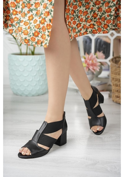 Nesil Shoes Conf 116 Siyah Fermuarlı Yazlık Kadın Ayakkabı-siyah Siyah