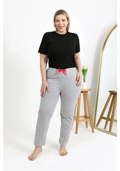 Mtm My The Mall Kadın Pamuklu Büyük Beden Alt Pijama Gri Gri