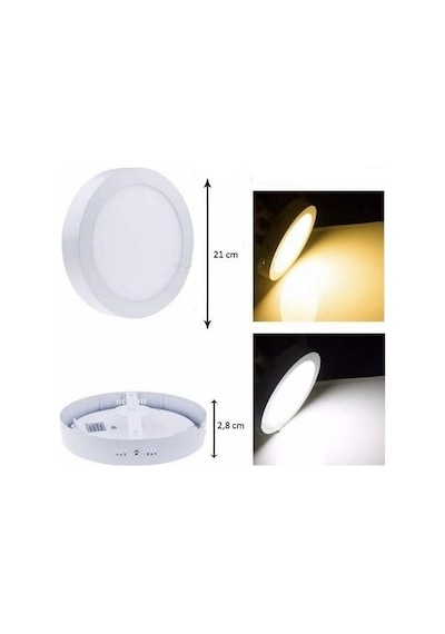 18w Sıva Üstü Yuvarlak Led Panel Armatür Ct-5233 Beyaz Kasa Beyaz Işık