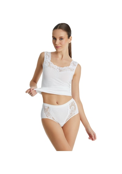 Blackspade Kadın Büyük Beden Slip Külot Dantelli Private 1316 Beyaz