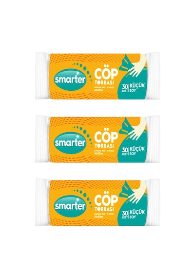 Smarter 3'lü Küçük Boy Çöp Torbası Mini 40 x 50 CM Smarter 3'lü Küçük Boy Çöp Torbası Mini 40 x 50 CM
