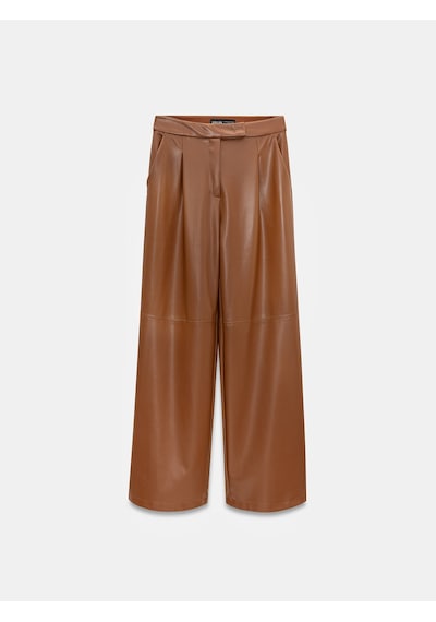 Dilvin 72238 Suni Deri Geniş Paça Pantolon-karamel Karamel